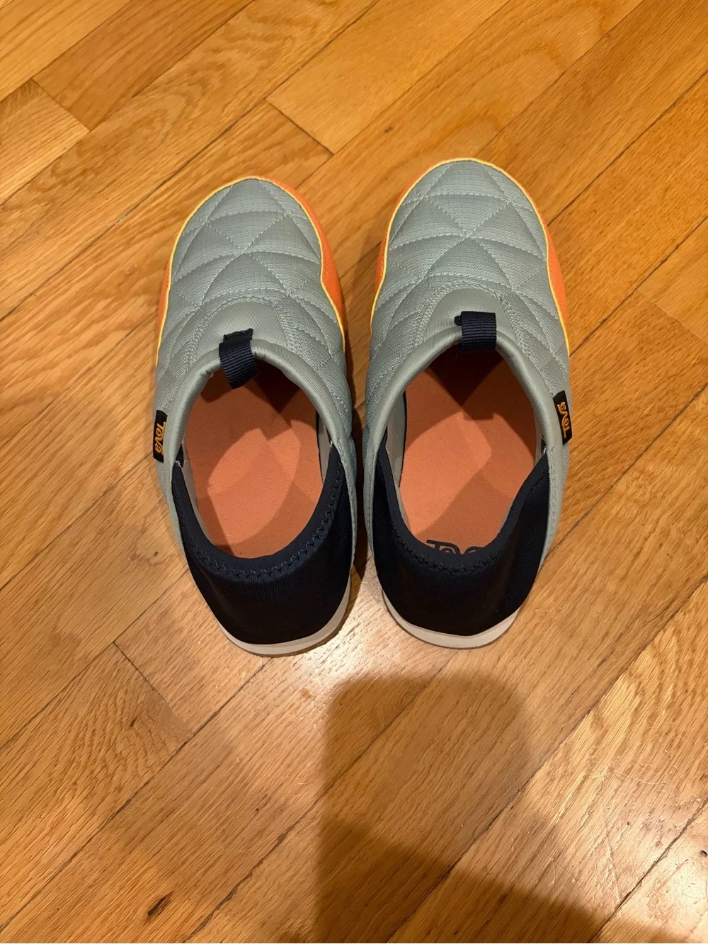 Teva Reember Kids Slip-On Quilted Shoes in Light Gray and Orange